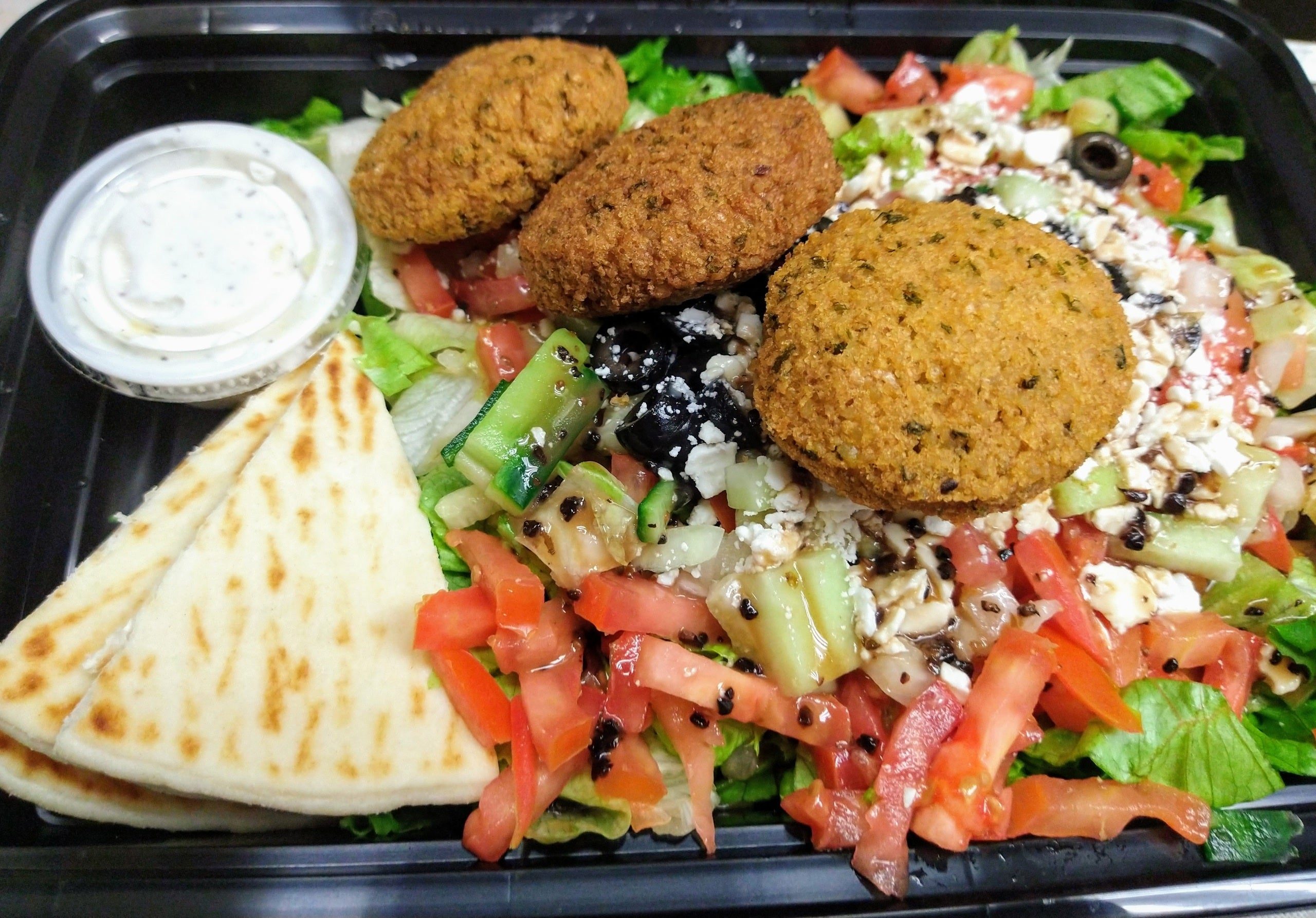 Greek Salad with Falafel.