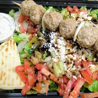 Greek Salad With Kofteh Kabob (not gluten free)
