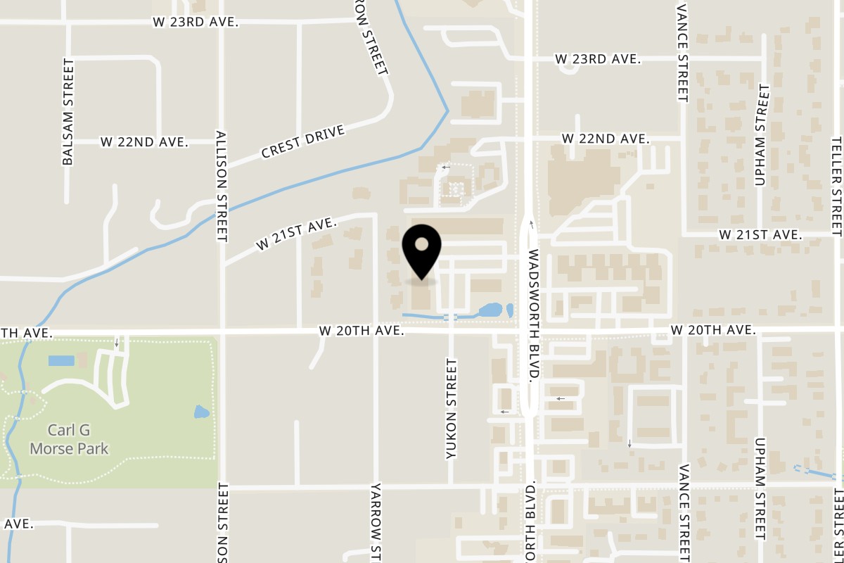 Map showing the location of Saffron Grill Lakewood on 2049 Wadsworth Blvd in Lakewood